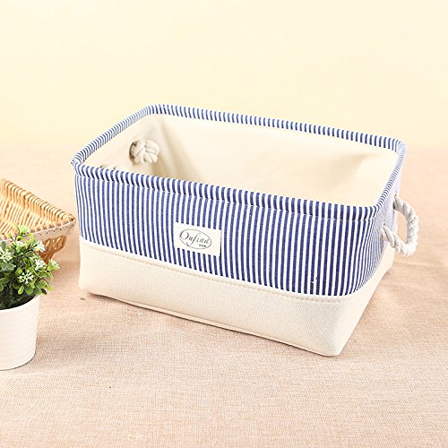 Canvas Storage Box, Ideapro Cotton & Jute Portable Foldable Organizer Bin, Big Storage Basket Bag for Baby & Kids Toys, Clothes, and Books with Drawstring Closure Cover for Dust-proof