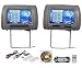 New Rockville RDP931-GR 9" Gray Car DVD/USB/HDMI Headrest Monitors+Video Games