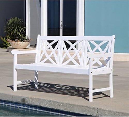 Eco-Friendly Patio Furniture 5-foot Outdoor White Wood Garden Bench