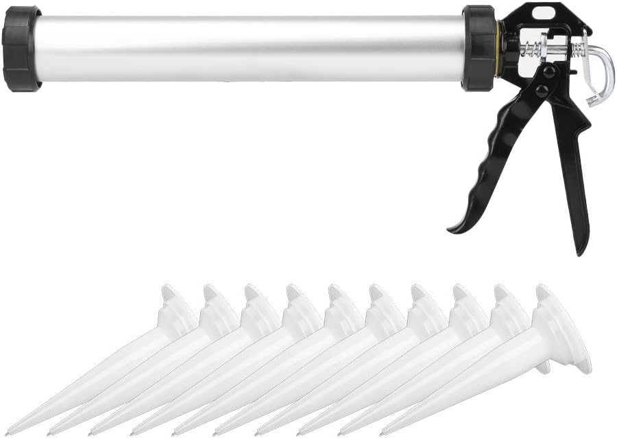 Caulking Gun, Mechanical Gun for Cartridge with 10 Nozzles, 600 ml