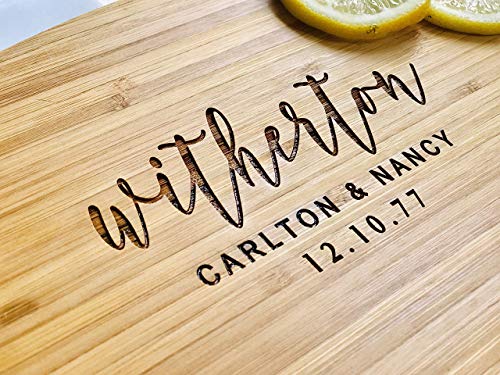 Personalized Bamboo Cutting Board, Engraved Wedding Gift w/Wooden Inlay, Customizable-Barbados