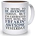 Best Morning Motivation Funny Mugs - Tired from Being So Awesome Yesterday Coffee Mug | Congratulations, Goodbye, Thank You or Going Away Gift for Boss, Coworker, Employee or Friend