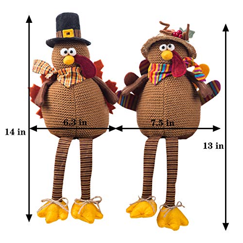 Ogrmar 2 Pack Stuffed Turkey Couple Doll Thanksgiving Tabletop