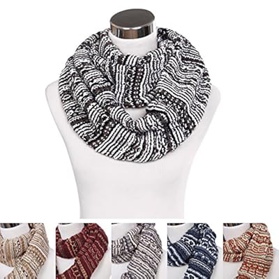 Bohemian Style Three Tone Winter Knit Warm Infinity Circle Scarf - Diff Colors Bohemian Style Three Tone Winter Knit Warm Infinity Circle Scarf - Diff Colors