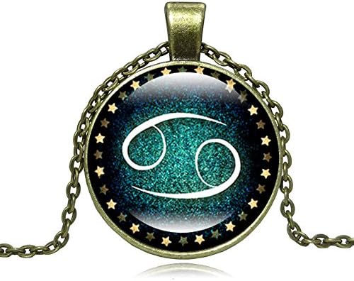 Yel and Elf Zodiac Constellation Horoscope Necklace Charm Symbol Sign Gold Disk Pendant