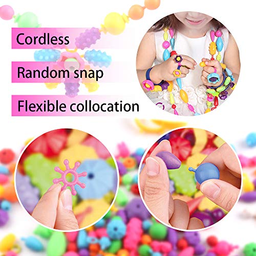 Tomons Pop Snap Beads Set - 530Pcs+ Creative DIY Toy Pop Beads Jewelry Making Kit for Rings, Bracelets, Necklaces ArtsÂ andÂ CraftsÂ Educational Beads for Girls, Toddlers, KidÂ 