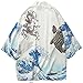 LifeHe Men's Japan Kimono Cardigan Casual Open Front Coat (Fish White, XL)