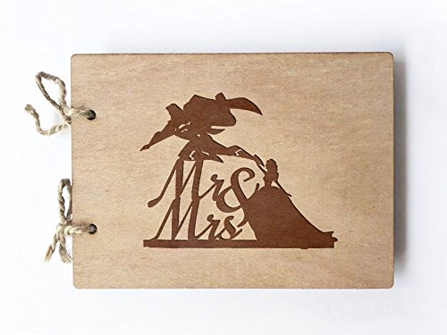 Click Here to See More Images Wedding Guest book (wood) - notebook - Super Hero Flying with his Bride