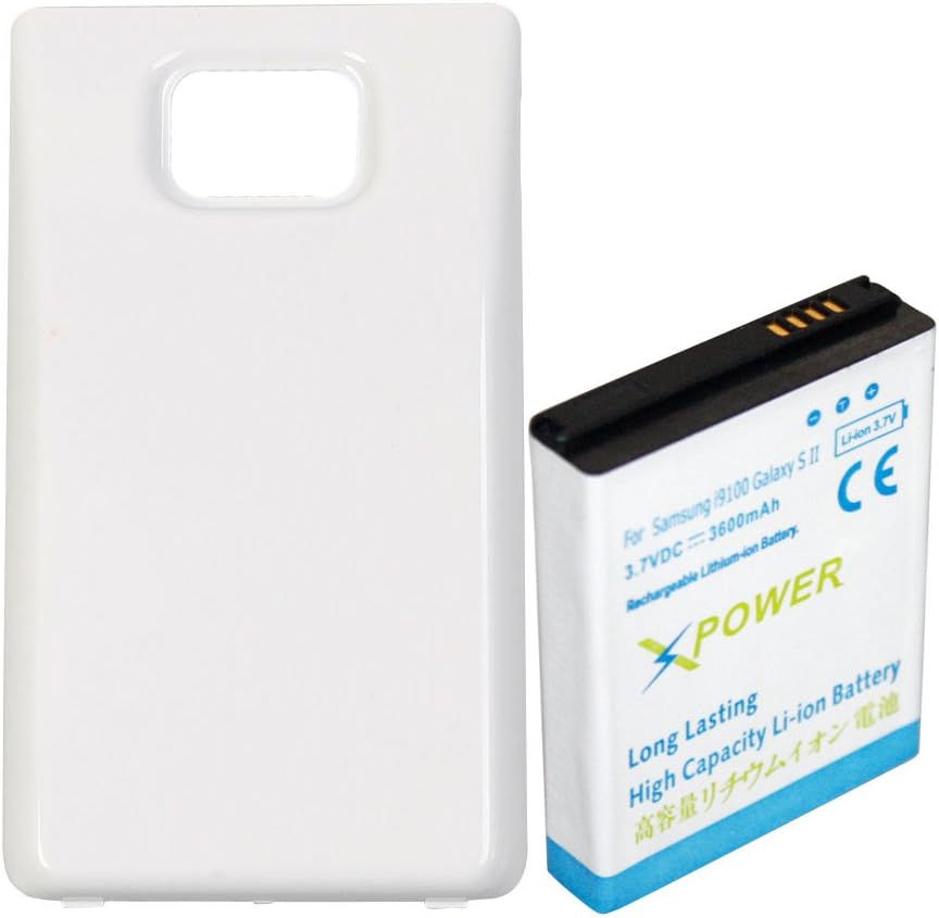 Riin 3600mah Extended Battery for Samsung Galaxy S2 S II S 2, I 9100, I9100, GT-I9100, I9100G, with White Modified Battery Cover