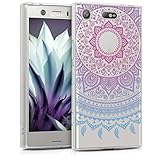 kwmobile TPU Case for Sony Xperia XZ1 Compact - Soft TPU Silicone Cover - Crystal Clear Back Case IMD Design - Blue Dark Pink Transparent