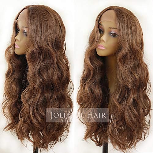 Jolitime hair Long body wave Hair Middle Brown Color Wigs Glueless Heat Resistant Synthetic Lace Front Wigs for Black Women