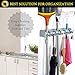 HOMEIDEAS Broom and Mop Holder Wall Mounted Garden Tool Rack Garage Storage & Organizer 5 Position with 6 Hooks