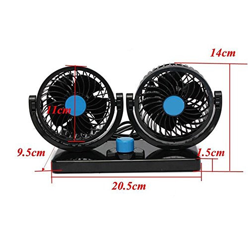 ETONG Car Electric Fan Vehicle Fan Car Auto Cooling Air Fan 2-Speed Rotatable 12V Ventilation Dashboard Electric Car Fans Summer Cooling Air Circulator
