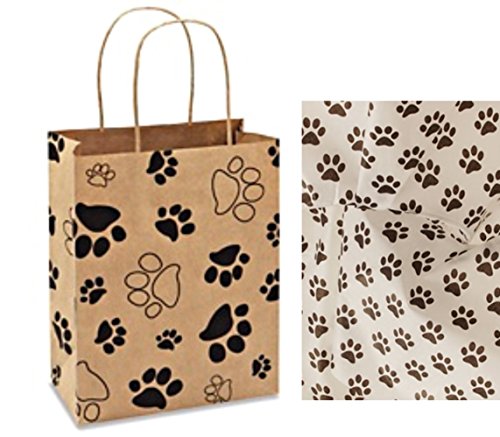 Paw Print Gift Bag Set Set of 5 gift bags with paw print tissue paper (5)