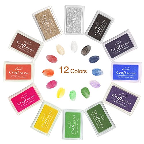 Ink Pad Stamps, Ubegood Stamp Pad DIY 12 Colors Crafts Ink Pads for Kid s Rubber Stamp Scrapbooking 