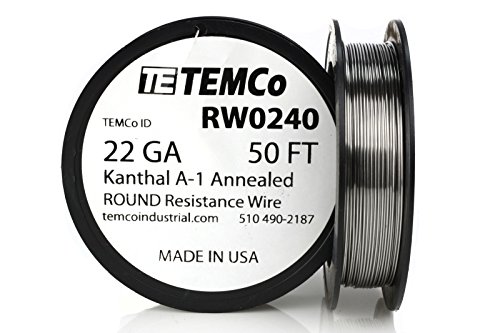 TEMCo Kanthal A1 wire 22 Gauge 50 Ft Resistance AWG A-1 ga