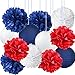 Nautical Party Decor Pom Poms Tissue Paper Lanterns Navy Blue Mixed Red White Patriotic Decorations Captain America Party Supplies for Baby Shower Boy Scout Banquet Birthday Party Decorations