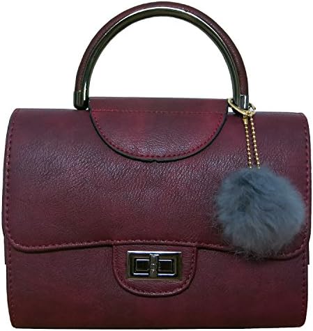 Yogaily Women Vintage Top Handle Handbag Girls Crossbody Shoulder Bag Synthetic Nubuck Leather Wrist Bag (Wine Red)