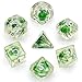 Green Flowers Dice Sets Polyhedral DND Dice for Dungeons and Dragons Role-Playing Tabpletop Game