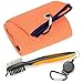 Mile High Life Golf Towels - Microfiber Waffle Pattern Tri-fold, Brush Tool Kit with Club Groove Cleaner with Retractable Cord and Clip, for Men Women, Golf Gift (Orange Towel+Orange Brush)
