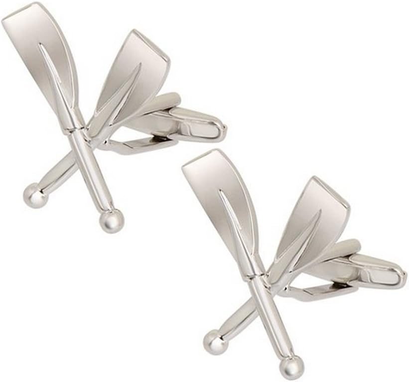 Covink® Crossed Silver Oars Cufflinks Rowing Boat Paddles Cuff Button for Oarsman Rowers Paddle Pullers Yacht Fans