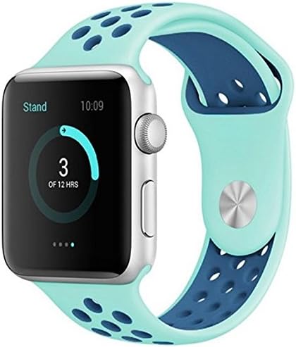 Electrobuyonline Soft Silicone Replacement Sport Strap iWatch Band for Apple Watch Sports & Nike Series1 and Series2(Green / Blue 42mm M/L)