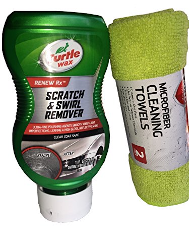 Turtle Wax Scratch & Swirl Remover Quick and Easy to Use & AutoDrive Microfiber Cleaning Towels Bundle