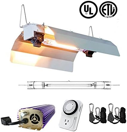 GrowMin Horticulture Hydroponic 1000w Watt Grow Light Digital Dimmable HPS Mh System for Plants Double Ended Wing Reflector Hood Kit