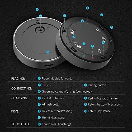 Bluetooth Car Kit, Bluetooth Button Media Remote Control, Tsumbay Ai01 TouchAi Smart Touch Control for Android & Google AI Voice Assistant, HandsFree Call, GPS Navigation, Music, Etc