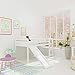 Harper & Bright Designs Twin Loft Bed with Slide for Kids, Wood Low Sturdy Loft Bed, No Box Spring Needed, White