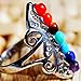 suchadaluckyshop by Lucky 925 Silver Healing Hollow Stones Adjustable 7 Chakra Ring Thumb Reiki Gem Ring