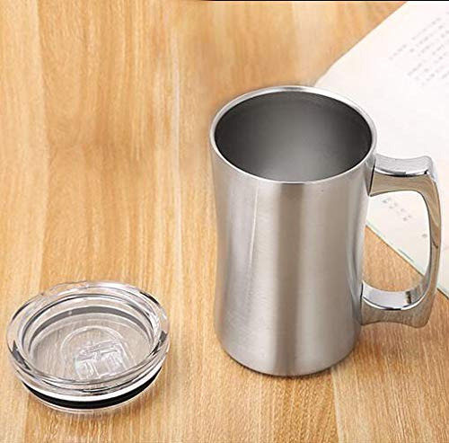 Insulated Cup, 2 Pack, OrgMemory Stainless Steel Coffee Mug, 15 oz Coffee Mug, (450 ml), Double Wall Beer Stein, Tumbler with Handle, Insulated Beer Mug with Lid - Thumbnail 4