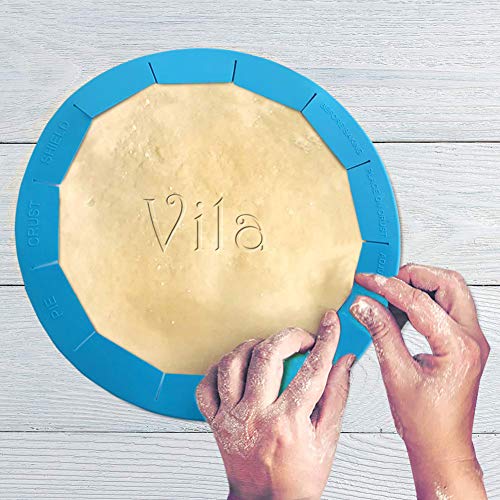 Reusable Silicone Blue Pie Crust Shield - No-Burn, No-Mess, Perfect Pies - Adjustable and Reusable - Fits 8"-11" Pie Plates - Easy to Store, Easy to Clean - 100% Safe to use - Made of Sturdy Material