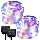 2 Pack RGB Solar Rope Lights Outdoor LED String Lights Waterproof Fairy Lights for Garden Patio Party Decoration Dusk to Dawn 23FT2