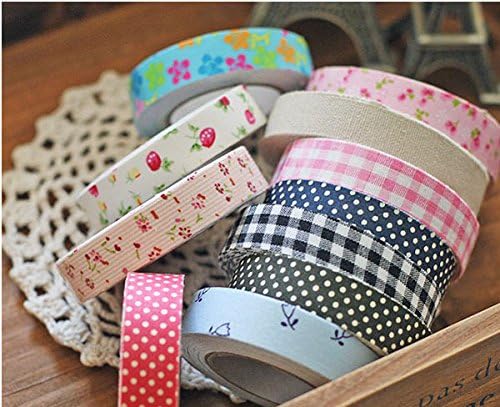 Everain Multi-function Adornment Masking Lace Tape Sticker Stationery DIY Decor Washi Tape Masking Tape Rural Wind Adhesive Cotton Tape (5Roll)