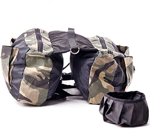 Camouflage Pet Supplies Travel Bag for Medium Large Dogs, Outdoor Backpacks for Dogs to Wear Camping Gear Hiking Dog Harness Saddlebag Accessories (L)