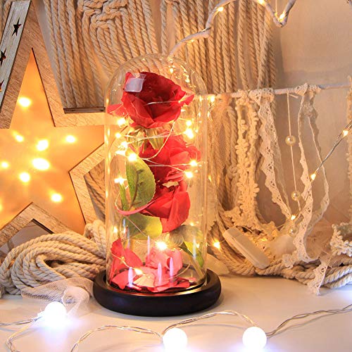 angel3292 Clearance Glass Lampshade Rose Flower Lamp LED Night Light Decor