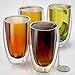 Stone & Mill Large Double Wall Drinking Glasses Set of 2-15 Ounce - Insulated Glass Cups for Coffee, Iced Tea, Latte, Cappuccino AM-08