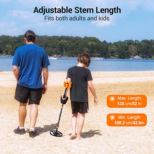 floureon Metal Detector High-Accuracy Waterproof LCD Display [Pinpoint Function & Discrimination Mode & Distinctive Audio Prompt] 10 Inch Search Coil Underwater, Includes Headphone Folding Shovel - Thumbnail 5