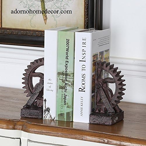 Industrial Gear Bookends Rustic Antique Steampunk Chic Decor Set of 2