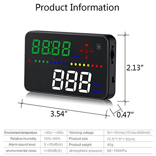 NEW SUN 3.5" HUD Digital Head Up Display Car Speed Warning Alarm OBD2/EUOBD Speedometer KM/h MPH Plug&Play