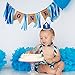 Jefferson 1st Birthday ONE High Chair Banner for Boys Girls First Birthday Decorations Burlap Birthday Banner (Blue)