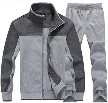 Moulan 2017 Spring Hoodies Sweatshirts Sporting Suit Men's Fashion Tracksuit Jacket+Pants Set Light Gray 4XL