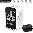 LKY DIGITAL Travel Adapter, Worldwide All in One Universal Power Adapter AC Plug Converter International Wall Charger with Dual USB Charging Ports for US EU UK AUS Europe Cell Phone (White & Black)