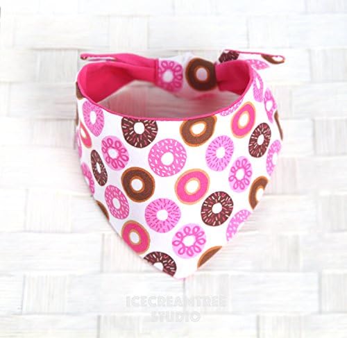Tie on Modern Pet Bandana Scarf, Pet Fashion Scarf, Dog Bandana Scarf, Cat Bandana Scarf - Pink Donuts Valentine's Day