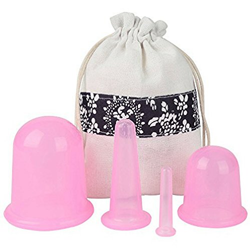 Anti-Cellulite Massage Cups - Kit of 4 Suction Vacuum Silicone Treatment Therapy Cups â€“ Firms Tightens & Tones Skin - Helps Break Down Fat Tissue - Improves Blood Flow and Lymphatic Circulation - Venu