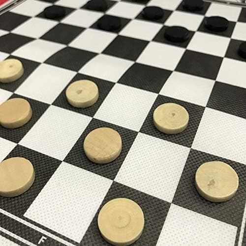 creatspaceDSF Non-Woven Fabric Checkers/Draughts Folding Chessboard International Chess Set Travel Board Game Competition Toy black & white