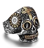 REVOLIA Stainless Steel Rings for Men Skull Punk Rings Cross Vintage Size 7-14