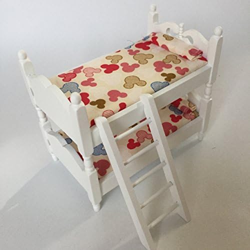 Dollhouse Miniature Children Bedroom Red Mickey Bunk Bed 1:12 Scale Model