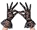 METERO Peiloh AbbyLexi Women's Vintage Sheer Floral Lace Gloves with Wrist Ruffle, Black